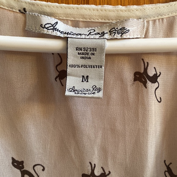American Rag Black Cat Print Sheer Sleeveless White Top - Picture 3 of 3